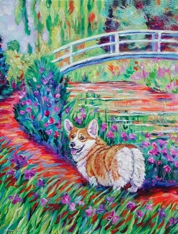 Corgi Footbridge Flag Garden Size