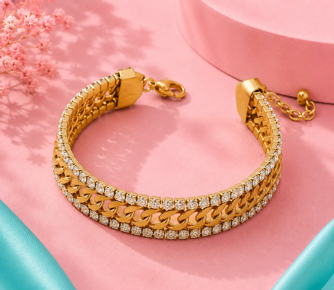Monaco Bracelet ORO laminado 18K hipoalergenica resistente al agua