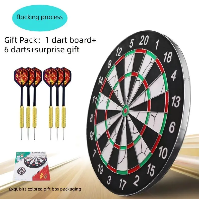 17-Inch Double-Sided Dartboards with Flocked Surface, Professional Set for Adult Fun, Includes 12 Steel Tip Darts (18g) for Game Rooms and Bars, Family Fun, 1 Set Of 17 Inches