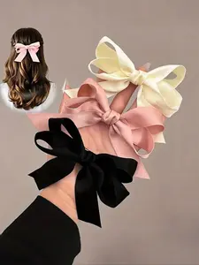 3pcs Sweet & Chic Bow Hair Clips, Cute Fabric Bows in, &, Perfect for School, Travel & Casual