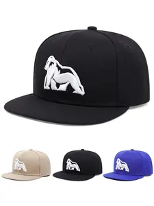 2025 Personalized Creative New Flat brimmed Hat Gorilla Embroidery Men's Street Pop Hip Hop Hat Fashion Street Skateboard Hat Women's Daily Leisure Commuting Wear Decorative Sun Hat High quality Adjustable Baseball Hat