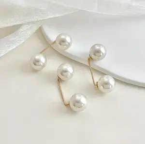 2pcs Adjustable Pants Clip, Faux Pearl Brooch Without Damaging Clothes, Waist Cincher And Cuff Tightener