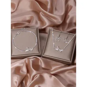 Silver Jewelry Set for Women, Drop Necklace and Stud Earrings with Classic Silver Chain Design, Elegant Accessories for Weddings, Parties, Date Nights, Special Occasions and Daily Wear