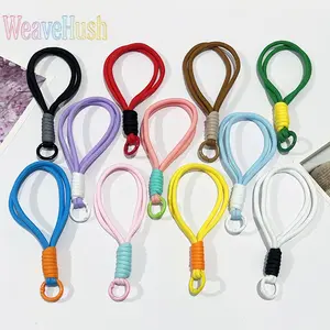 11Pcs 15CM Color Matching Knotted Woven Short Phone Lanyards, Plush Keychain Anti-Lost Wrist Lanyard Accessories