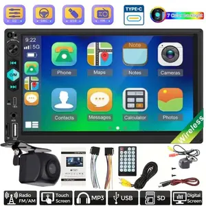 7 Inch Touchscreen Car Stereo System with Rear Camera, Mirrorlink/BT Wireless/fm/USB/Type-C/aux In, Car Media Player, Support Music Video Playback, Car Display Screen