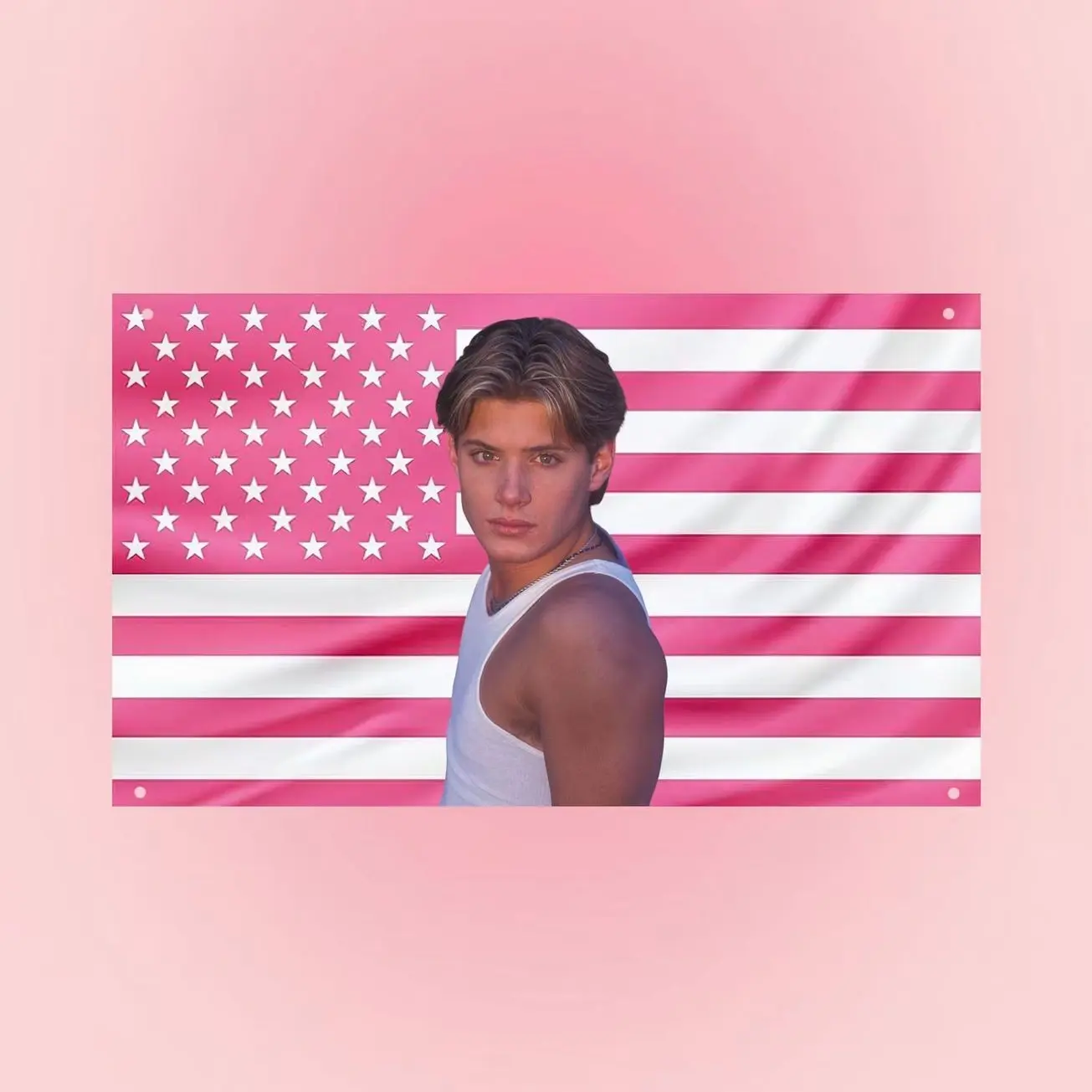 Jensen Ackles Pink USA Flag | Dean Winchester Vintage American Flag Wall Tapestry | Supernatural Room Decor Fan Banner