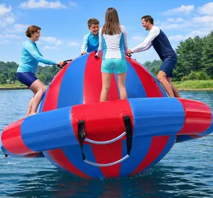Hongcoral 8.2'x4.8' Inflatable Dome Rocker Water Bouncer, 660LBS Capacity Heavy Duty Lake Float Platform with 8 Handles, Multi-Person Bounce, Climb & Tilt Toy for Pool, Lake and Backyard