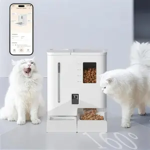 WiFi Automatic Pet Feeder and Water Dispenser 2-in-1 Set Smartphone App Control 2 Weeks Capacity Detachable Cleanable Moisture Proof