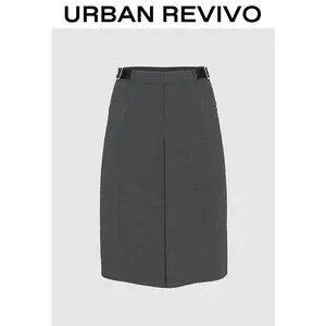 URBAN REVIVO Straight Midi Skirts Casual Outfit 2025 Women Clothing Girl Elegant Fashion Trendy and Versatile OOTD Minimalist