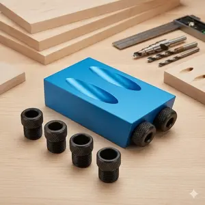 15° Double Bearing Quick-Change Drill System with Titanium Countersink, Pocket Hole Jig, Step Drill Tools, DIY Clamp, Multi-Size Locking Modules, Precision Drilling Kit, Angled Guide Plate Combo, 7 & 14-Piece Woodworking Sets for Home Improvement