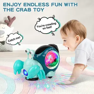 Crawling baby toy with music and light interactive music toy, Musical Light Up Luminous crab toy，,baby toys，crawling toys，crawly crab baby toy， walking crab baby toy，kids toys，toys for toddlers 3-5，crab toy,Baby Boys Stuff
