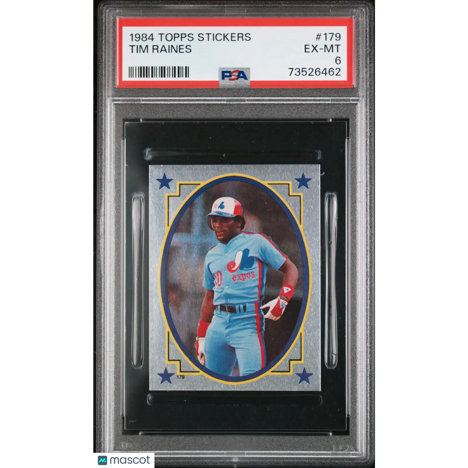 Tim Raines PSA 1984 Topps Stickers Baseball #179 6 73526462