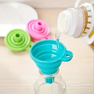 1pc Flexible Funnel, Foldable Silicone Funnel- Flexible and Space-saving Design for Kitchen and Restaurant Use- Perfect for Pouring Back Liquids, Jams, Beans- Color Is Random