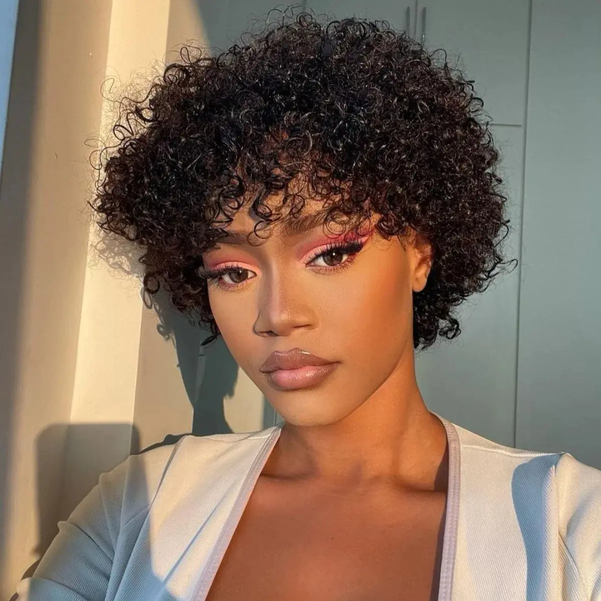 Rebecca hair Curly Short Pixie Cut Human Hair Wigs With