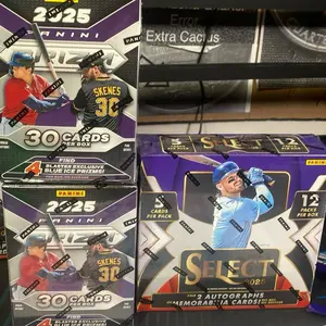 Panini PYT Division Break Baseball 2025 Select 12 Packs per Box with 30 Cards per Box featuring 4 Blaster Exclusive Blue Ice Primes 1 Hobby 1 blaster in this break