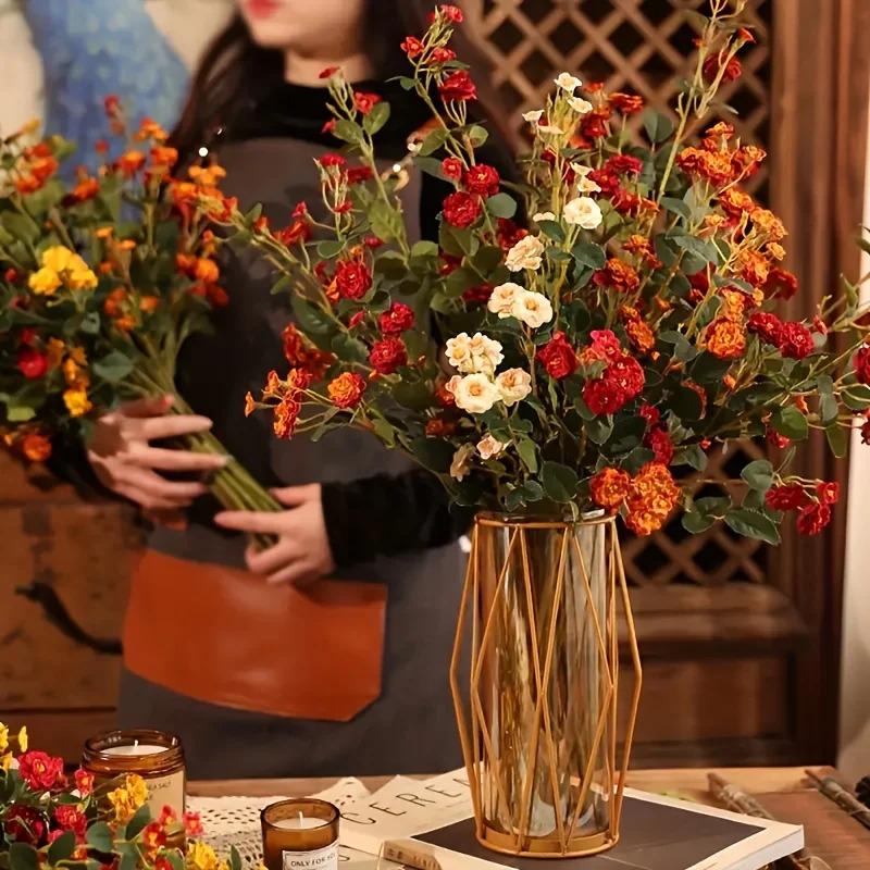 6 Colors of Artificial Roses Realistic Touch Floral Center Decoration 75cm Decorative Fruit Plants Ornaments