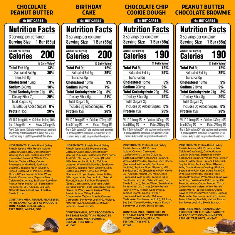 JUNKLESS 12 Protein Bar Variety Pack - 15g Protein, 2g Sugar, High Fiber, Gluten Free, Clean Ingredients