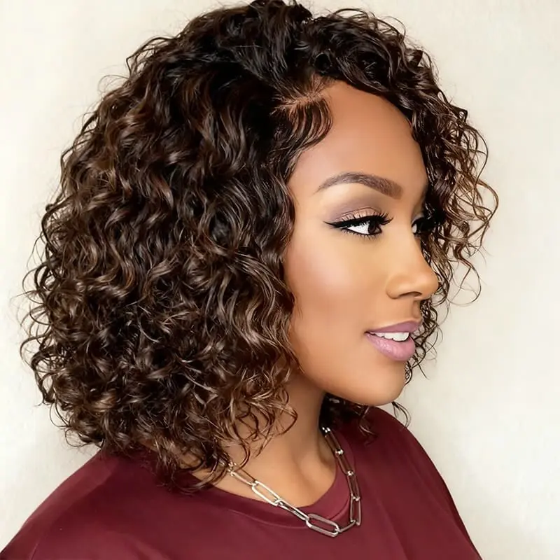 [Made-to-Order]Lace Front Wigs Human Hair 5x5 curly bob wig 180 Density 8In-16In curly wig | Pre Plucked with Baby Hair,Transparent Lace,Soft and Thick,Little Shedding & Tangle,Suit for Daily and Special Occasions