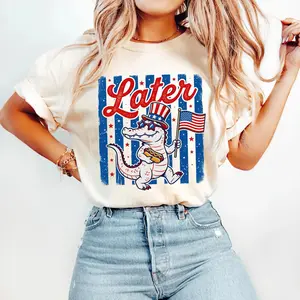Comfort ColorsLater Gator 4th of July Shirt, Funny Patriotic Alligator Tee, Teacher Summer Last Day of School Shirt, USA America Tee