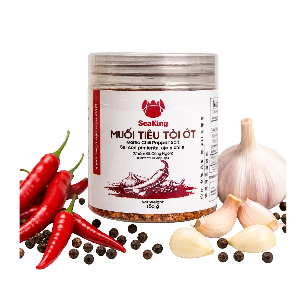 SeaKing Garlic Chili Pepper Salt 150g – Vietnamese Dipping Salt / Muối Tiêu Tỏi Ớt