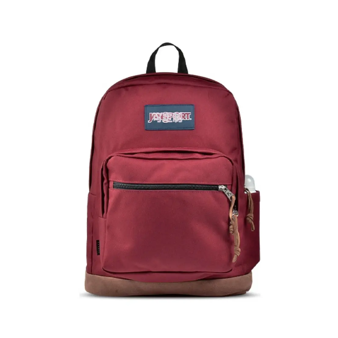 JanSport Right Pack Burgundy Wine Red Suede Bottom Backpack 28L Unisex Water-Resistant Laptop Bag with Side Bottle Pocket for School, College, Travel, Work
