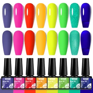MTSSII 8pcs Neon Colorful Y2K Highly Saturated Color Painting Gel Nail Polish Set, Flourescent Rainbow Long Lasting Polish, for Home Saon Nail Art Summer Nails Festival Gift, Nail Polish Gifts