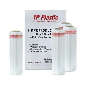 TP Plastic 11"x19" Clear Produce Bags – 4 Rolls, 836 Count Food Safe BPA Free, HDPE Food Bags