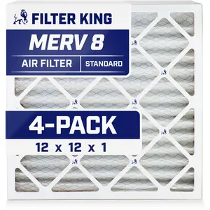 Filter King 12x12x1 Air Filter | 4-PACK | MERV 8 HVAC Pleated A/C Furnace Filters | MADE IN USA | Actual Size: 12 x 12 x .75"
