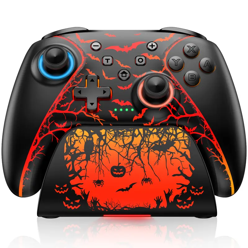 Switch 2 Controller for Nintendo Switch 2/Switch/OLED/Lite Controllers, Wireless Switch Controller with Charging Dock, Switch Pro Controller with Hall Effect, Programmable, Turbo and Vibration, Pumpkin Glow