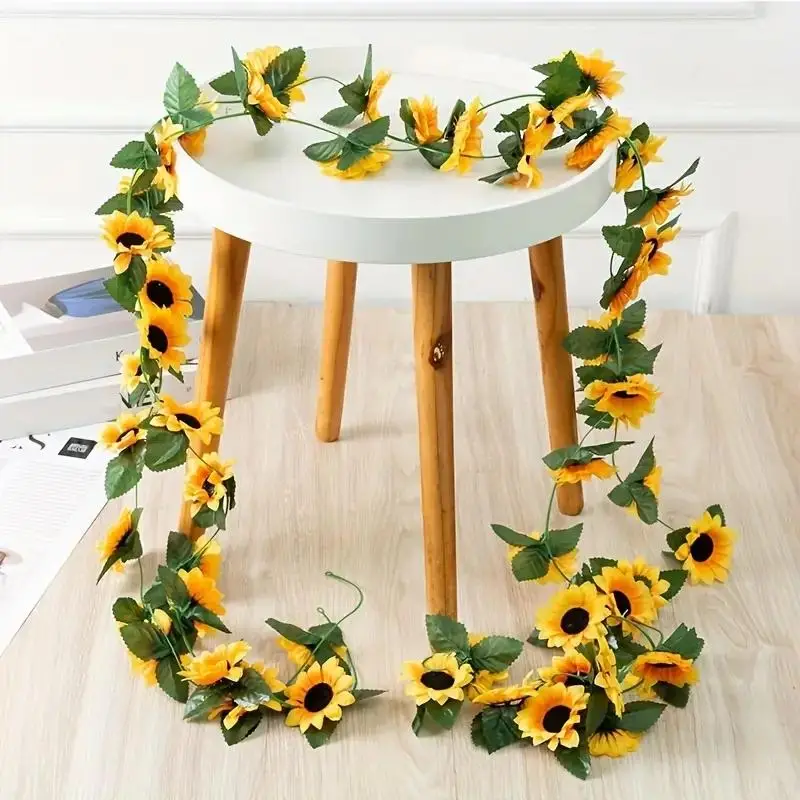 Artificial Flower Hanging Vines, 1 Count Sunflower Decoration Rattan, Floral Rattan for Wall, Patio, Garden, Outdoor, Home Decoration