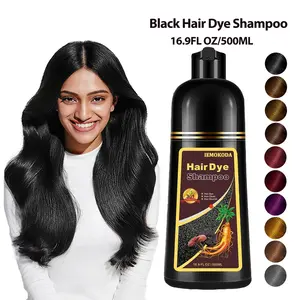 IEMOKODA Black Hair Dye Shampoo, Semi-Permanent Gray Coverage for Women and Men, 3 in 1 with Natural Ingredients, Lasts 30 Days/500ml Haircare