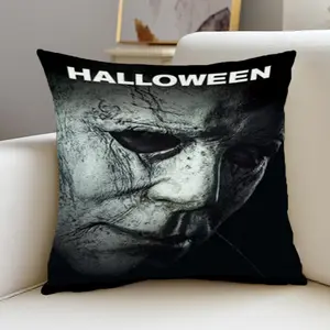 1pc Horror Movie Halloween Cushion Cover - Michael Myers Halloween Decor -Zipper Closure - Machine Washable - for Home, Party, Dorm, Office - No Insert Needed - Halloween Gift for Horror Fans, Party Decoration