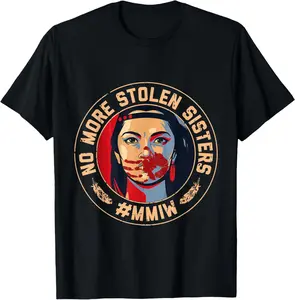 100% Cotton No-More Stolen Sister Red Hand MMIW Awareness America Native T-Shirt