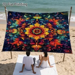 1 piece abstract mandala pattern outdoor sunshade, not easy to fade, sturdy and durable, comes with fixing ropes, washable, suitable for outdoors, yard, camping, beach (support poles not included)