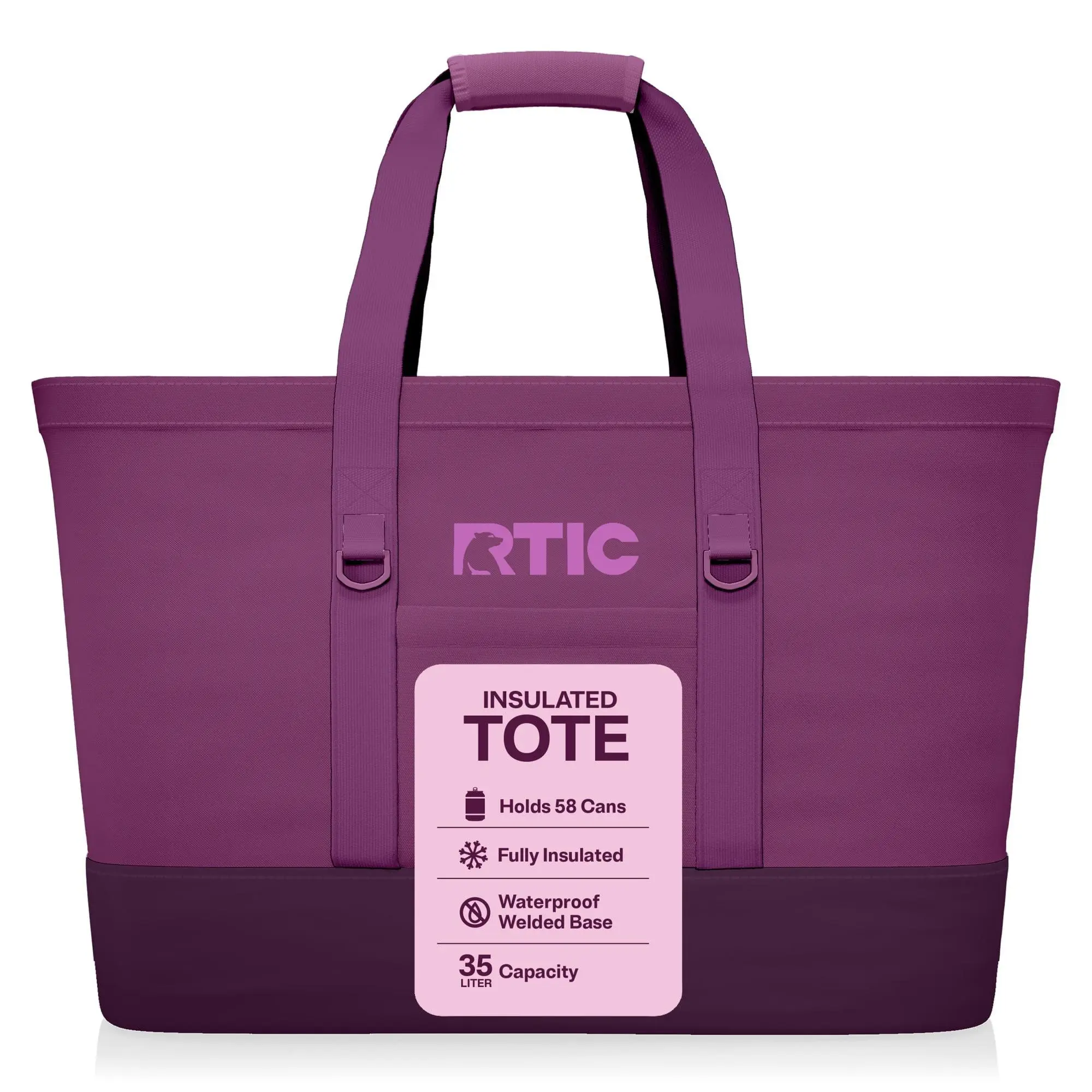 RTIC 58-Can, 35 Ltr, Insulated Tote Bag, Cooler Bag with Leak-Free Interior, Berry Jam
