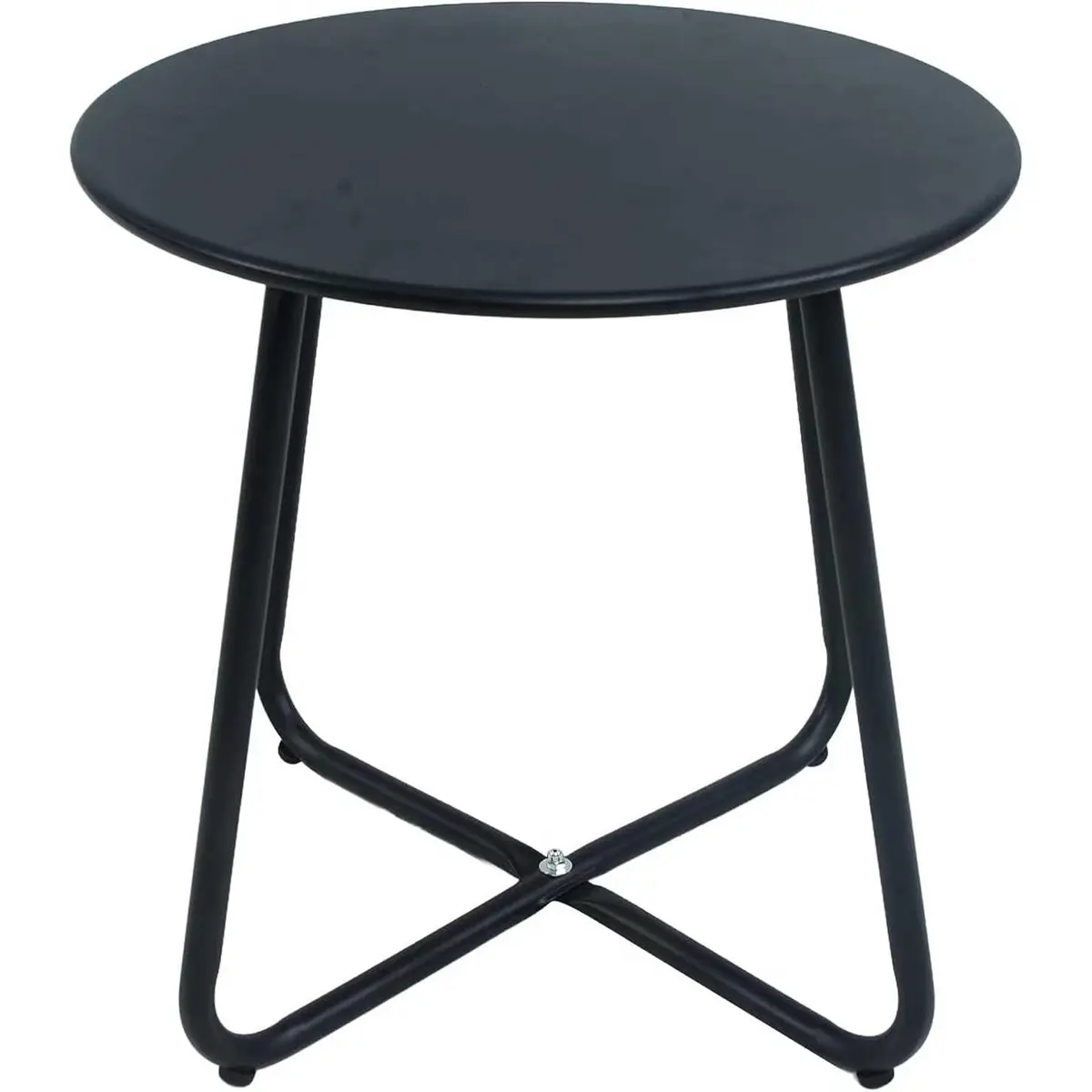 EortheX Small Black Metal Bistro Side Table - Durable Steel Frame, Weatherproof, Anti-Slip Feet, Quick Setup, Space-Saving Compact Accent Piece, Indoor/Outdoor Garden Coffee Table for Small Spaces Living Room Décor (Assembly Required)