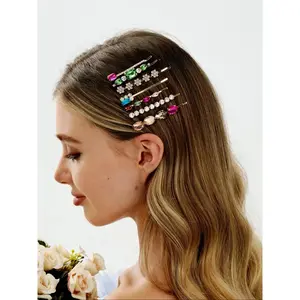 Rhinestone Decorated Hair Pin Barrettes Hair Clips Fashionable Hair Accessories for Women & Girls Elegant All-match for Daily Wear