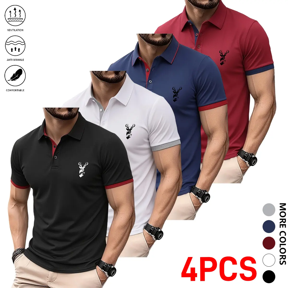 Black + White + Dark Blue + Red