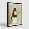 Japanese Black Cat on A Toilet Poster, Funny Bathroom Print, Toilet Poster, Japan Cat Wall Art, Aesthetic Minimalism, Neutral Japandi Print