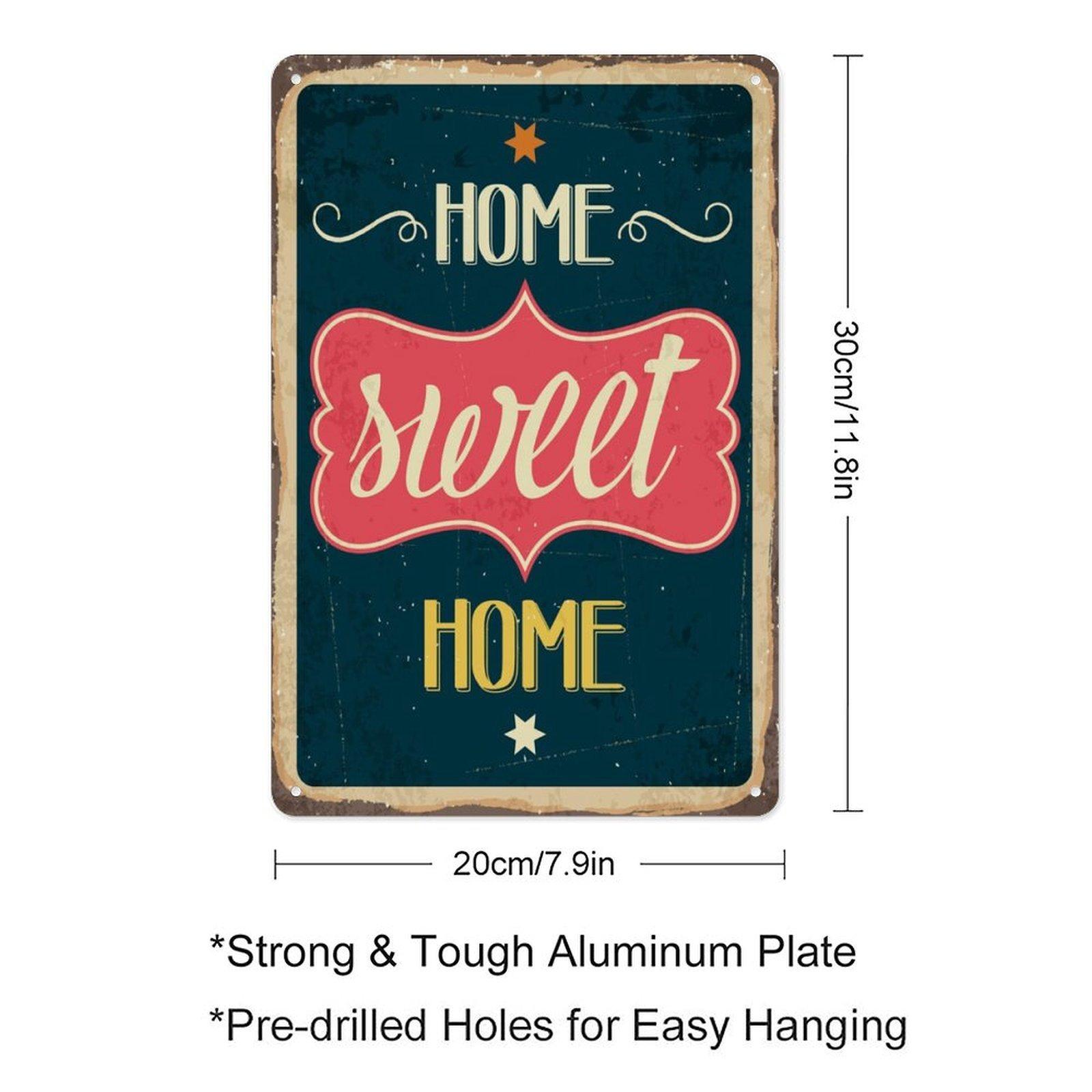Farmhouse "Home Sweet Home" Tin Sign, Vintage Rustic Home Decor for Living Room & Entryway