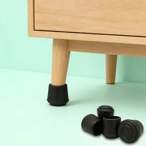 Non-Marking Furniture Leg Caps, Slip-On Protective Tips for Chairs Stools Tables, 1 Inch Round Rubber Floor Protectors, Set of 4 Black Nonslip Grips for Hard Surfaces