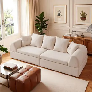 Cloud Modular Sectional Sofa - Shapeable Boneless Couch with Deep Fluffy Seats, No Assembly Required, Ready for Living Room Use