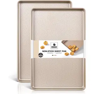 2 Pack Jelly Roll Pan 15x10, Commercial Cookie Sheets for Baking with Diamond Texture Surface, 57% Thicker Carbon Steel Baking Sheet for Oven, Nonstick Cooking Tray