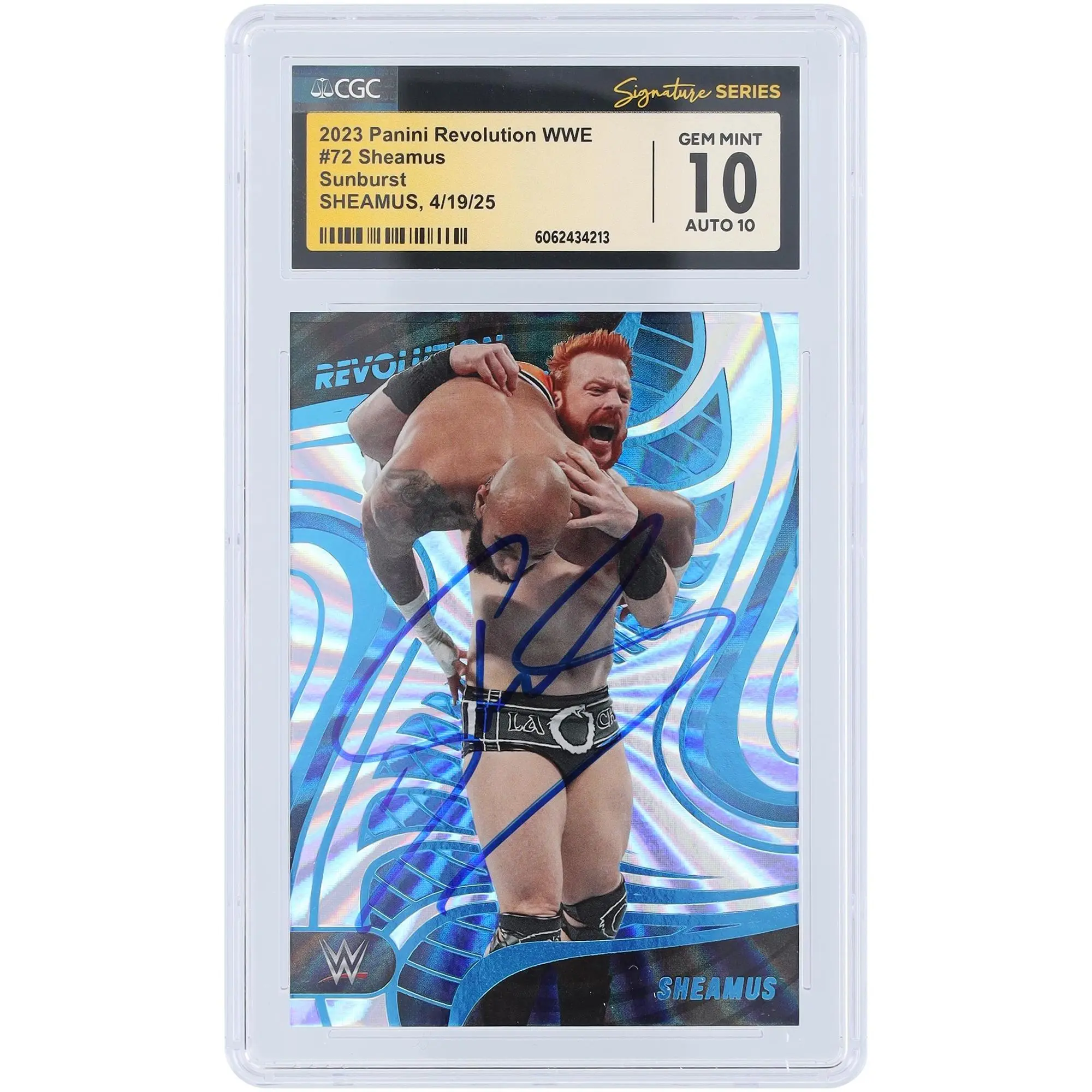 Sheamus WWE Autographed 2023 Panini Revolution Sunburst #72 #/99 CGC Fanatics Witnessed Authenticated 10/10 Card - Fanatics Authentic Certified