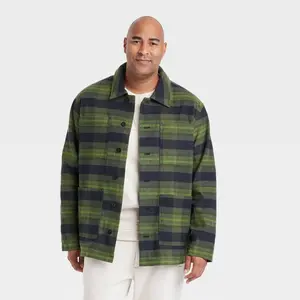Houston White Adult Utility Shirt Jacket Shacket Quilted Interior Green S