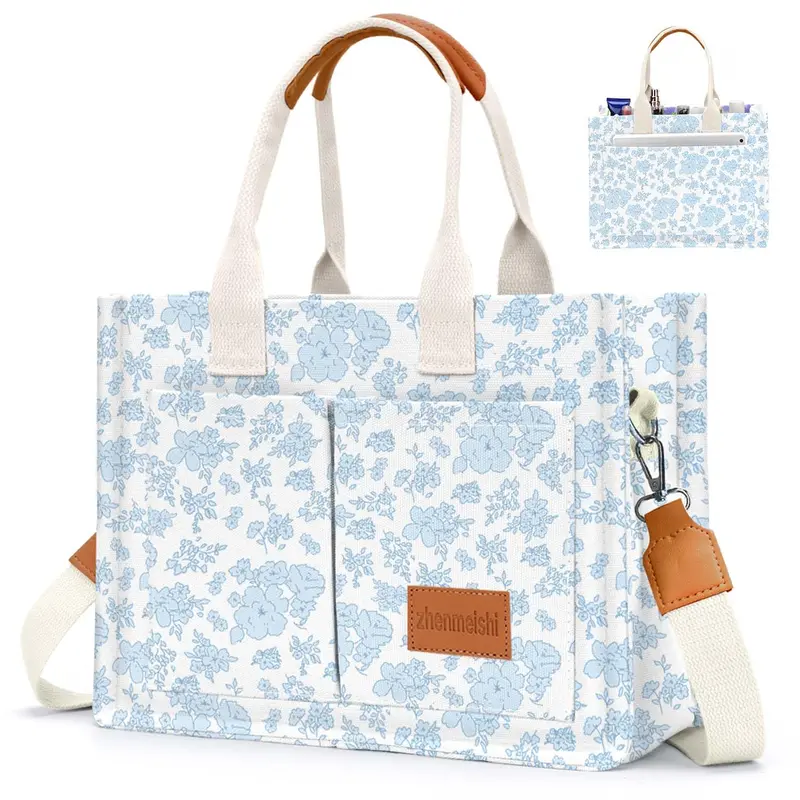 Women's Durable Canvas Tote Bag - Large Elegant Casual Business Bag for Daily Commute, Everyday Office Work, Bible Carry, Everyday Work Bag