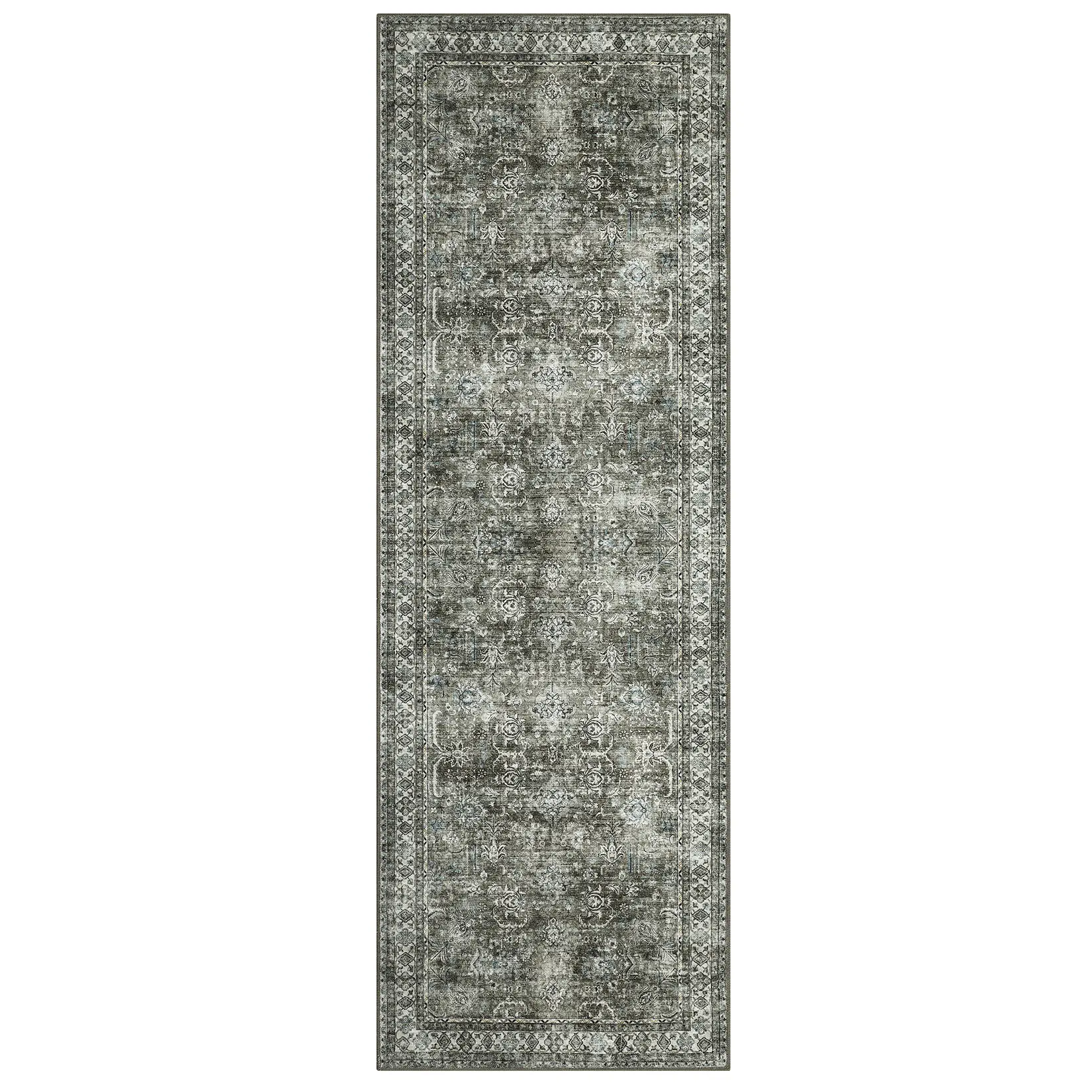 2 x 6 ft Polyester Fiber Rectangular Durable Ethnic Persian-Inspired Mat-Style Area Rug, Multi-Design Decorative Mat, Foldable Low Pile Weave, Washable Surface, Multi-Room Use, Durable Area Rugs, Ethnic Area Rugs