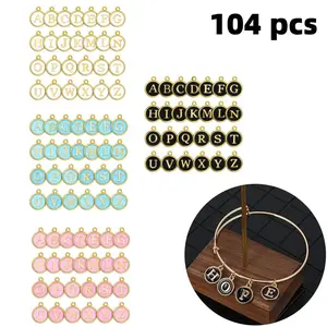 104 pieces enamel A-Z letter pendant, decorative letter pendant, suitable for making bracelets, anklets, necklaces, earrings, keychains, bag hanging pendants, DIY projects