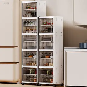 28-panel gap bathroom toiletry storage cabinet, large-capacity wheeled storage cabinet with top flip-lid storage area, multi-tier stackable storage boxes, suitable for bathroom toiletry organization and laundry room item storage