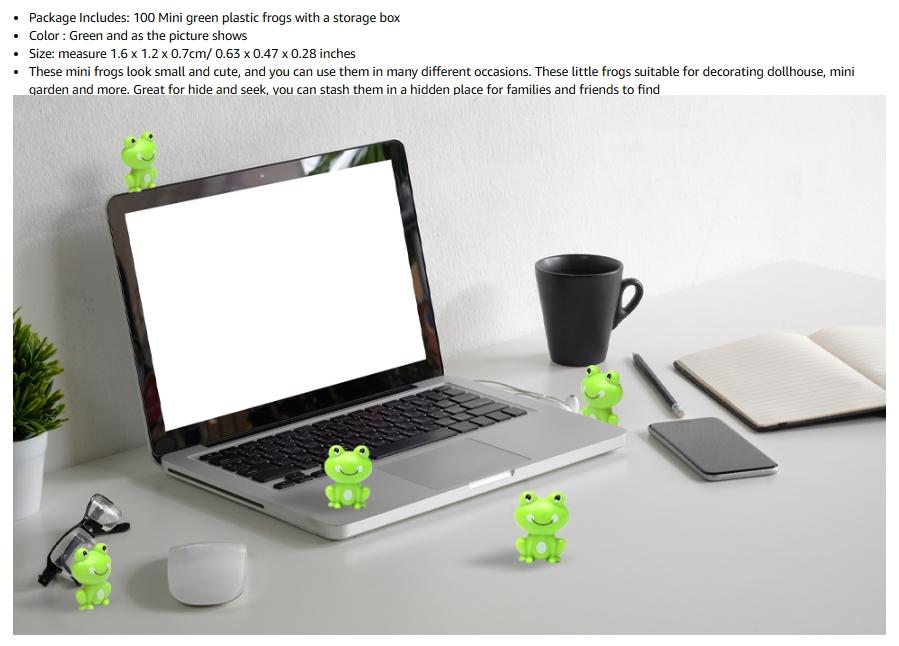 100 Pack Mini Green Plastic Frogs, Small Frog Figurine Tiny Frogs to Hide Fairy Garden Miniature Dollhouse Home Decor Frog Decorations for Party